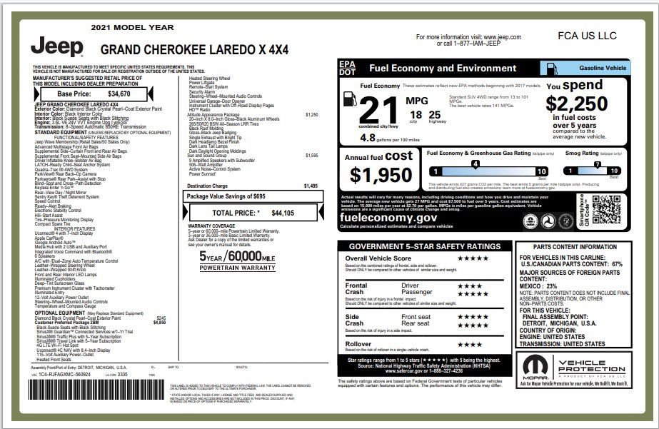 Used 2021 Jeep Grand Cherokee Laredo X AWD/4WD image 2