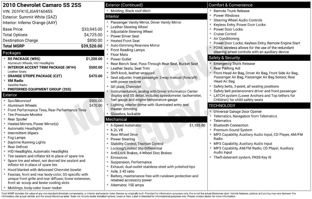 Used 2010 Chevrolet Camaro SS w/ RS Package RWD image 35