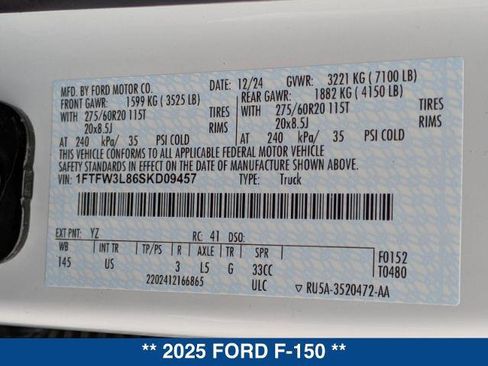 New 2025 Ford F150 XLT w/ Equipment Group 303A High image 58