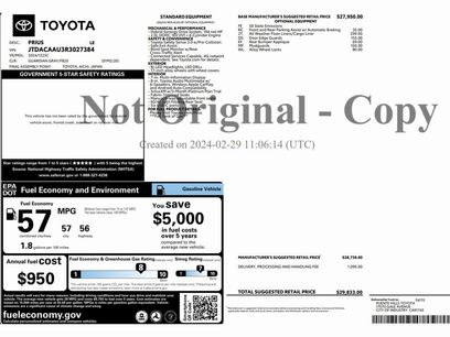 Used 2024 Toyota Prius LE