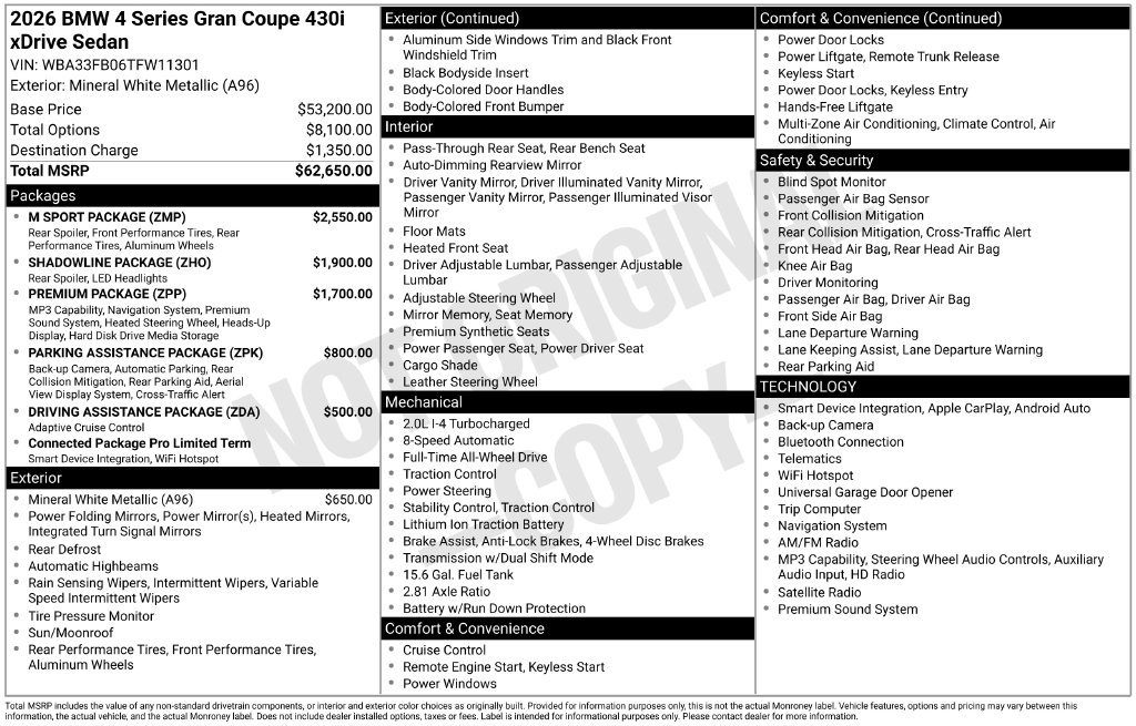 Certified 2026 BMW 430i xDrive w/ M Sport Package AWD/4WD image 2
