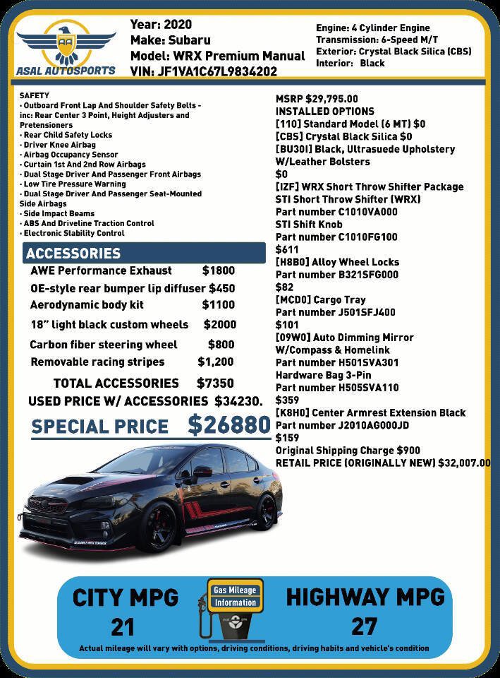 Used 2020 Subaru WRX Premium AWD/4WD image 4