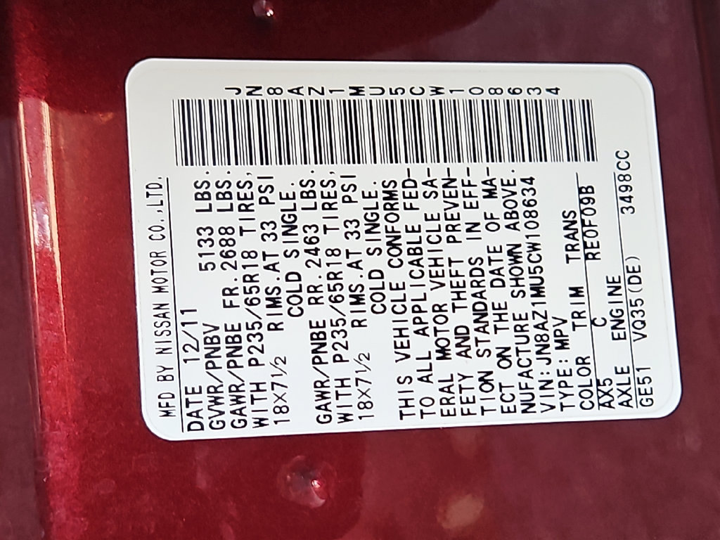 Used 2012 Nissan Murano SL w/ Navigation Pkg FWD image 31