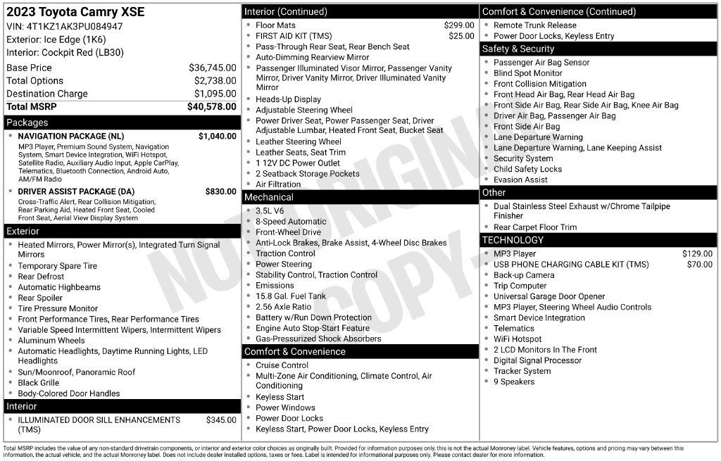 Used 2023 Toyota Camry XSE w/ Navigation Package FWD image 36