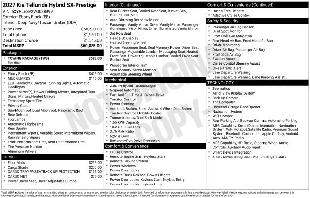 New 2027 Kia Telluride SX Prestige w/ Towing Package AWD/4WD image 2