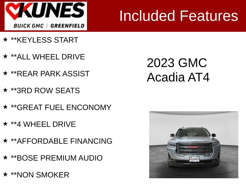 Used 2023 GMC Acadia AT4 w/ Technology Package AWD/4WD image 3