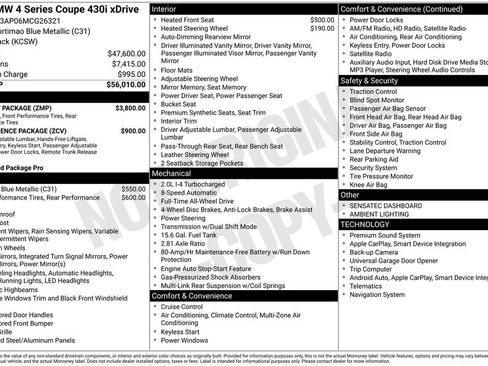 Used 2021 BMW 430i xDrive Coupe w/ M Sport Package image 2