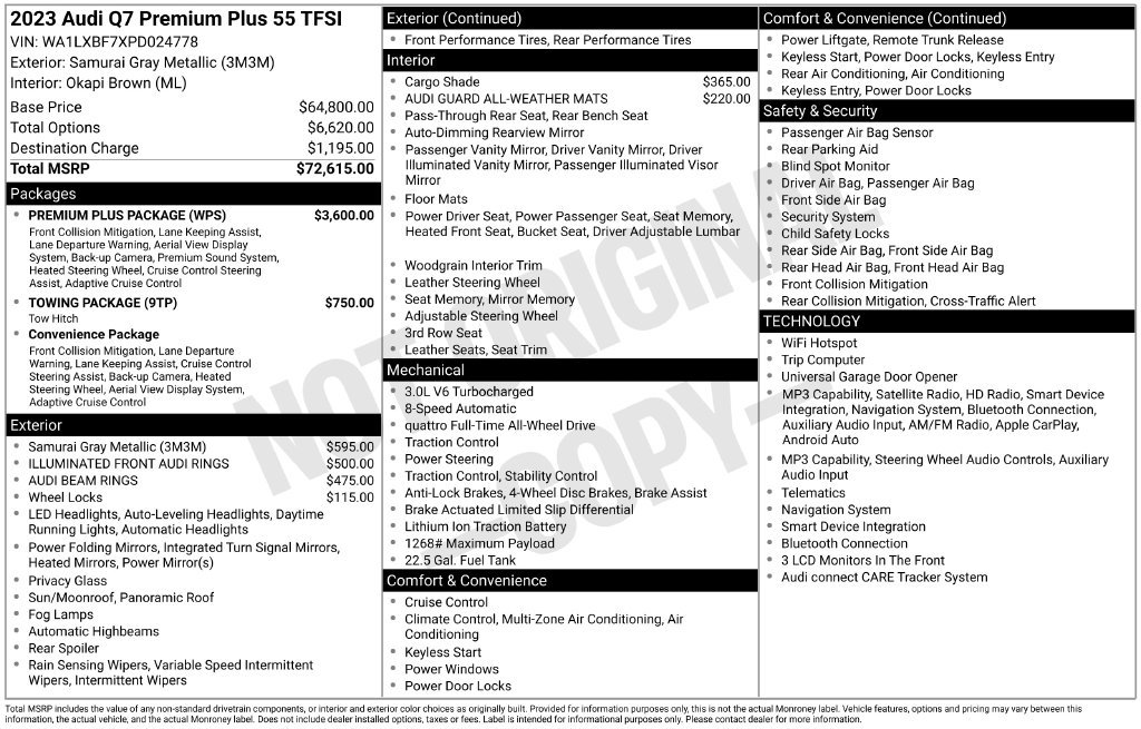 Certified 2023 Audi Q7 3.0T Premium Plus w/ Premium Plus Package AWD/4WD image 3