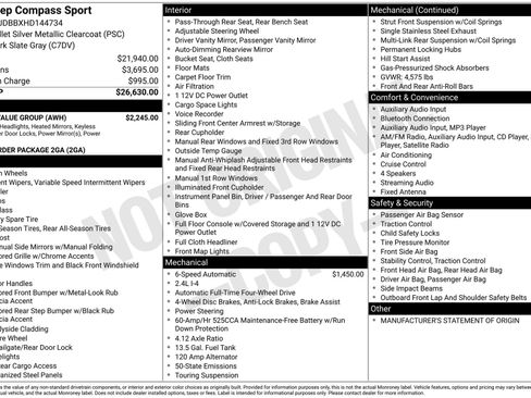 Used 2017 Jeep Compass Sport w/ Power Value Group image 1