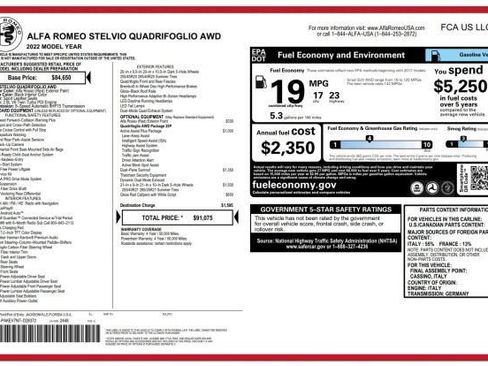 Used 2022 Alfa Romeo Stelvio Quadrifoglio w/ Active Assist Plus Package AWD/4WD image 5