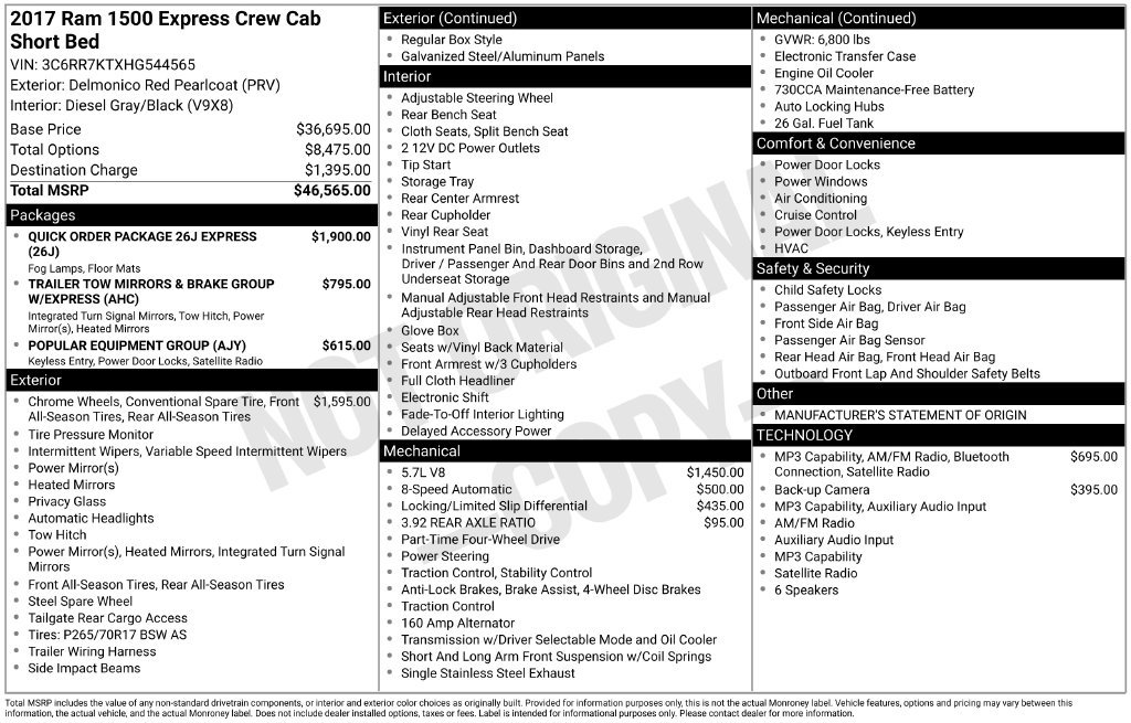 Used 2017 RAM 1500 Express AWD/4WD image 2