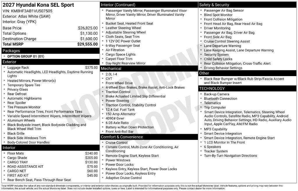 New 2027 Hyundai Kona SEL Sport FWD image 5