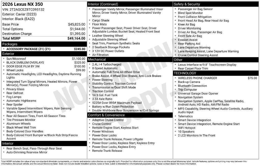 Used 2026 Lexus NX 350 AWD w/ Accessory Package (Z1) image 37