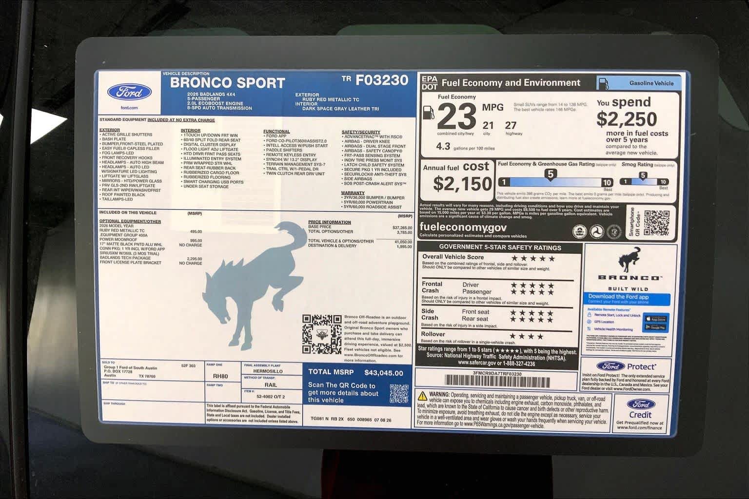 New 2026 Ford Bronco Sport Badlands w/ Badlands Tech Package AWD/4WD image 21