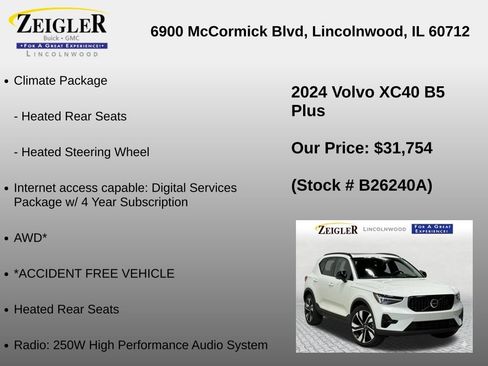 Used 2024 Volvo XC40 B5 Plus w/ Climate Package AWD/4WD image 6