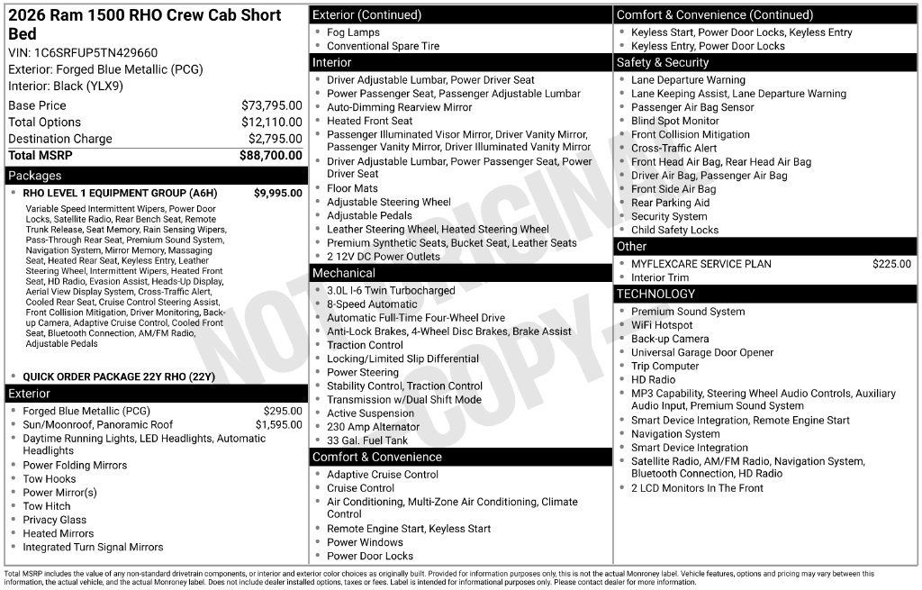 New 2026 RAM 1500 RHO w/ RHO Level 1 Equipment Group AWD/4WD image 3