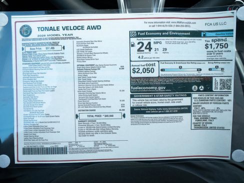 New 2026 Alfa Romeo Tonale Veloce w/ Quick Order Package 23H Volce AWD/4WD image 41