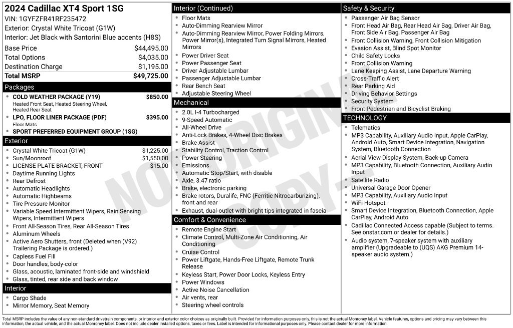 Used 2024 Cadillac XT4 Sport w/ Cold Weather Package AWD/4WD image 3