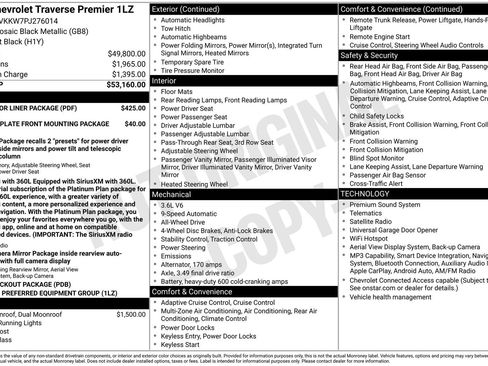 Used 2023 Chevrolet Traverse Premier w/ LPO, Floor Liner Package AWD/4WD image 8