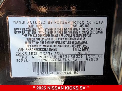 Certified 2025 Nissan Kicks SV AWD/4WD image 40