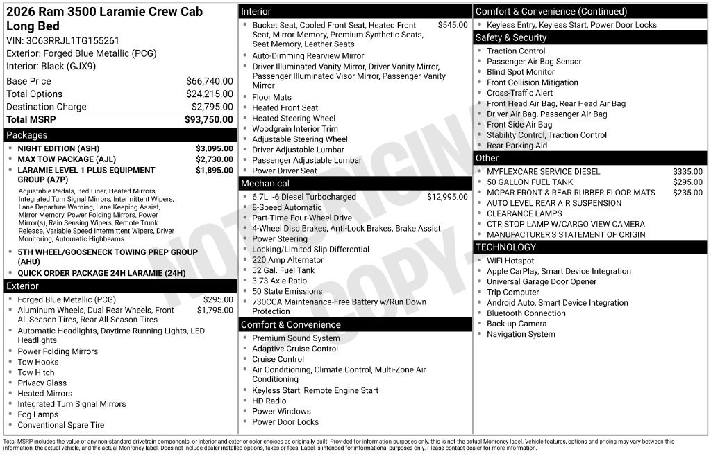 New 2026 RAM 3500 Laramie w/ Night Edition AWD/4WD image 9