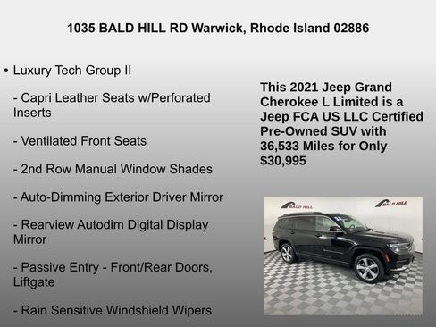 Certified 2021 Jeep Grand Cherokee L Limited w/ Luxury Tech Group II image 14