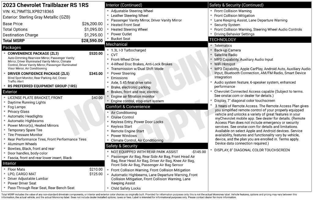 Used 2023 Chevrolet TrailBlazer RS w/ Convenience Package FWD image 28