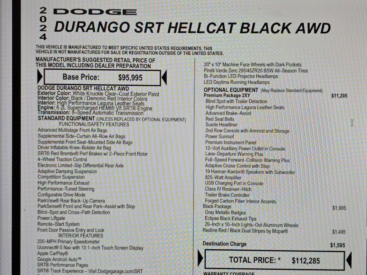 Used 2024 Dodge Durango SRT Hellcat AWD/4WD image 22
