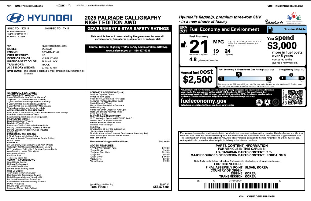 Certified 2025 Hyundai Palisade Calligraphy AWD/4WD image 3
