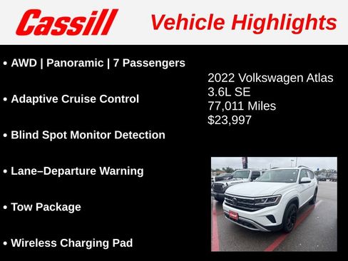 Used 2022 Volkswagen Atlas SE AWD/4WD image 3