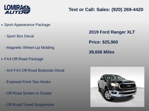 Used 2019 Ford Ranger XLT w/ Equipment Group 302A Luxury AWD/4WD image 21