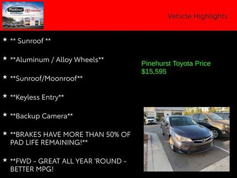 Used 2016 Toyota Camry LE w/ Moonroof Package FWD image 7