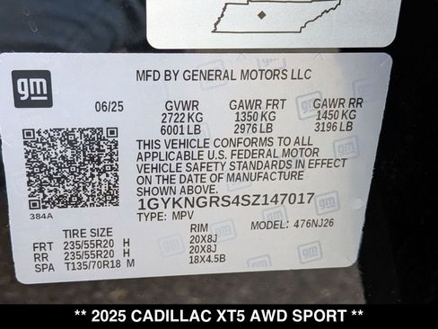 Used 2025 Cadillac XT5 Sportv w/ LPO, Red Accent Package AWD/4WD image 32