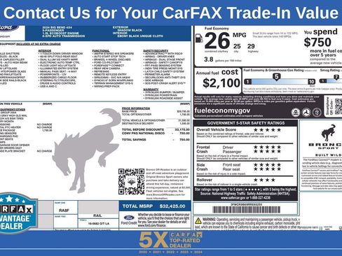 Used 2024 Ford Bronco Sport Big Bend w/ Convenience Package AWD/4WD image 34