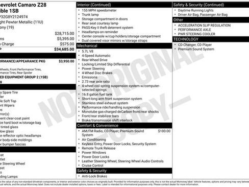 Used 2000 Chevrolet Camaro Z28 w/ SS Performance/Appearance Pkg RWD image 28