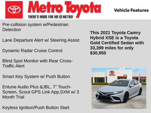 Certified 2021 Toyota Camry XSE w/ Navigation Upgrade Package image 11