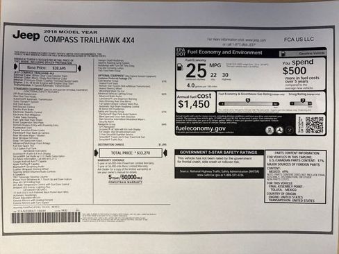 Used 2018 Jeep Compass Trailhawk w/ Navigation Group image 63