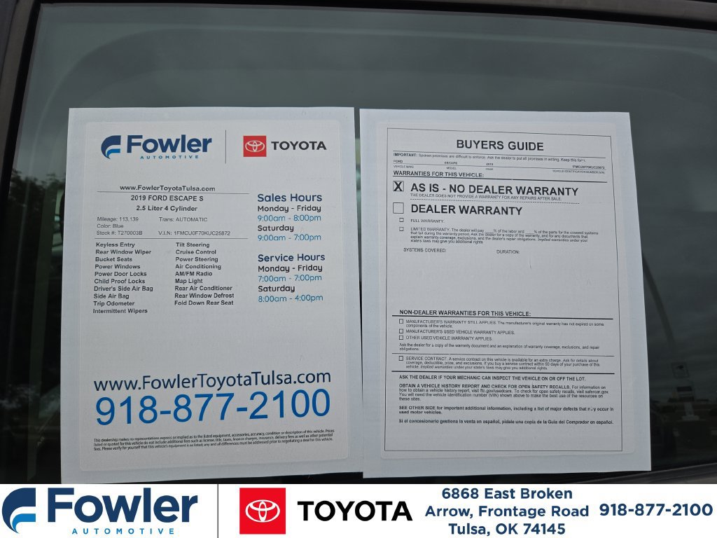 Used 2019 Ford Escape S FWD image 35