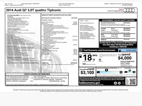 Used 2014 Audi Q7 3.0T Premium Plus w/ Premium Plus Package AWD/4WD image 2