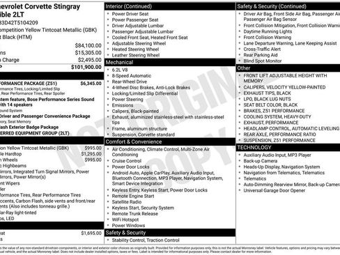New 2026 Chevrolet Corvette Stingray Preferred Conv w/ Z51 Performance Package RWD image 5