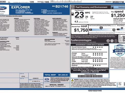 Used 2021 Ford Explorer Limited w/ Equipment Group 301A AWD/4WD image 34
