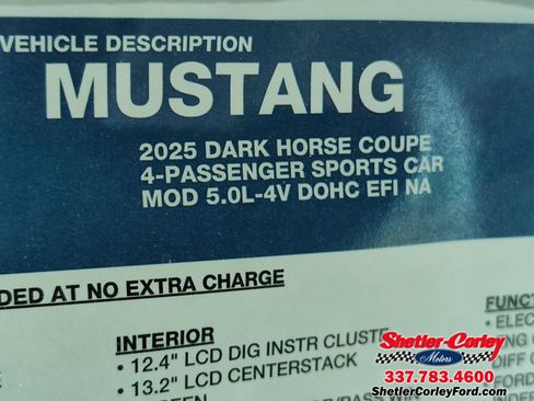 New 2025 Ford Mustang Dark Horse w/ Security Package RWD image 11