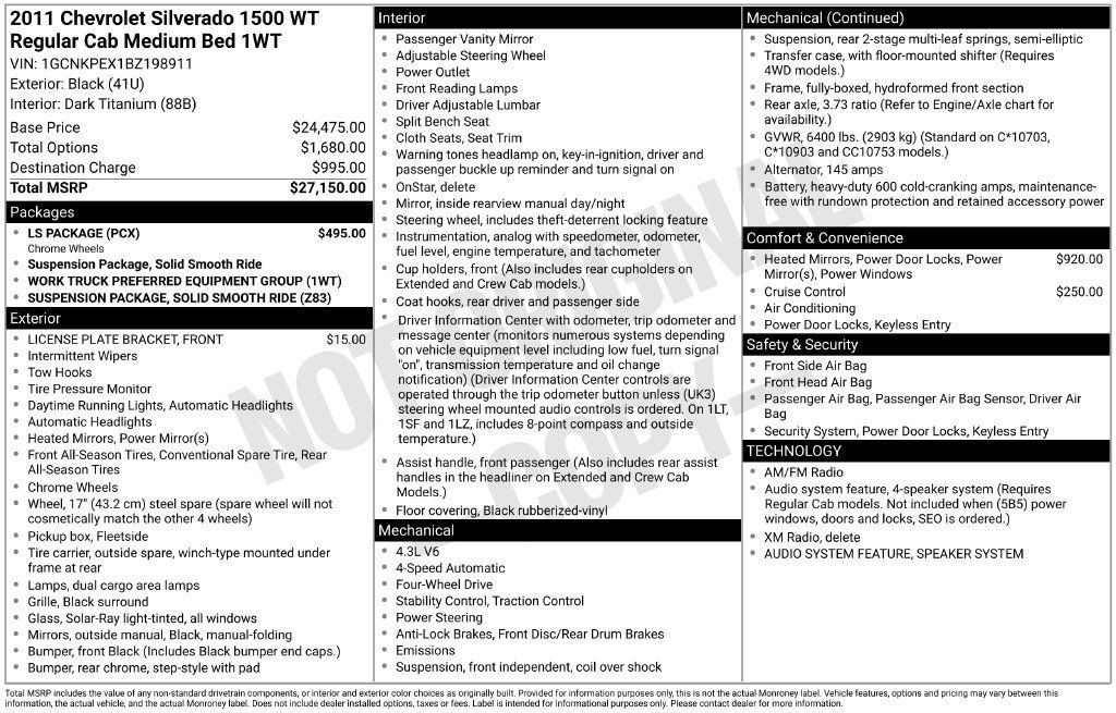Used 2011 Chevrolet Silverado 1500 W/T w/ LS Package AWD/4WD image 33