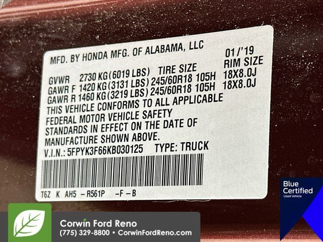 Used 2019 Honda Ridgeline RTL-T image 37