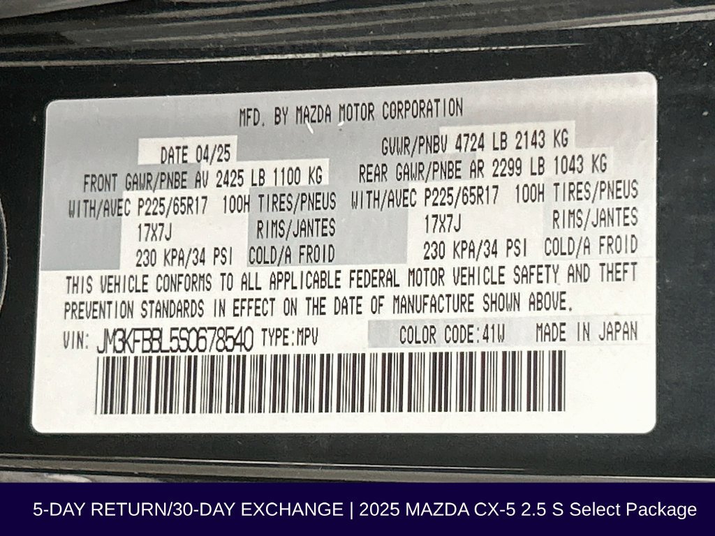 Used 2025 MAZDA CX-5 AWD 2.5 S w/ Select Package image 35