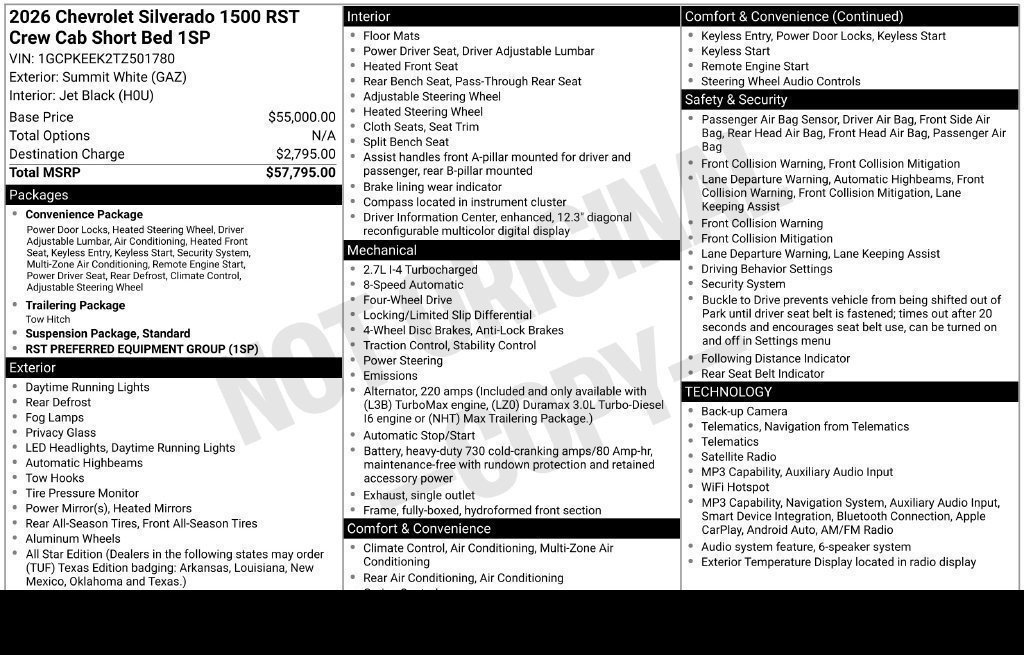 New 2026 Chevrolet Silverado 1500 RST AWD/4WD image 1
