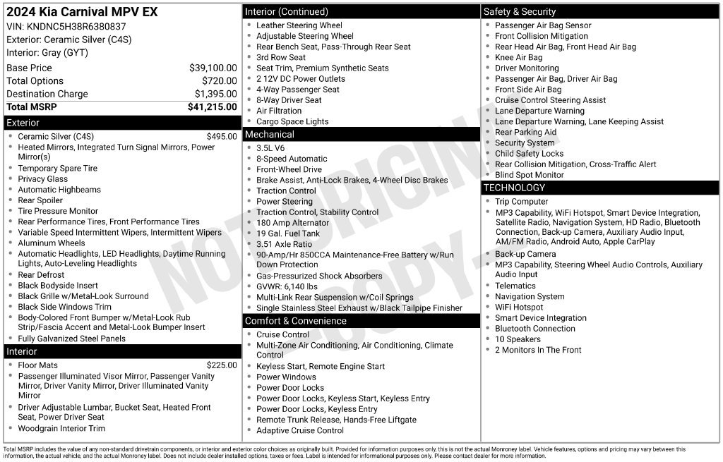 Used 2024 Kia Carnival EX FWD image 5