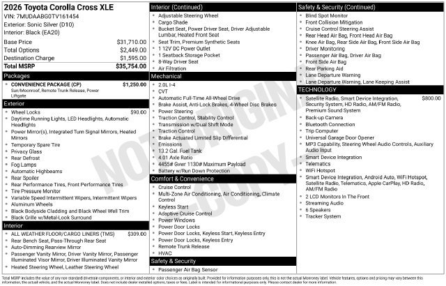 Certified 2026 Toyota Corolla Cross XLE w/ Convenience Package AWD/4WD image 33