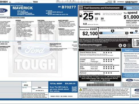 Used 2025 Ford Maverick XL w/ Equipment Group 102A AWD/4WD image 4