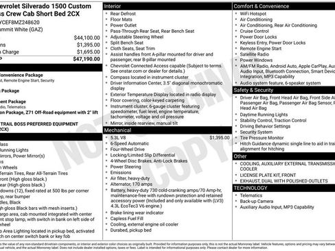 Used 2021 Chevrolet Silverado 1500 Custom Trail Boss AWD/4WD image 20